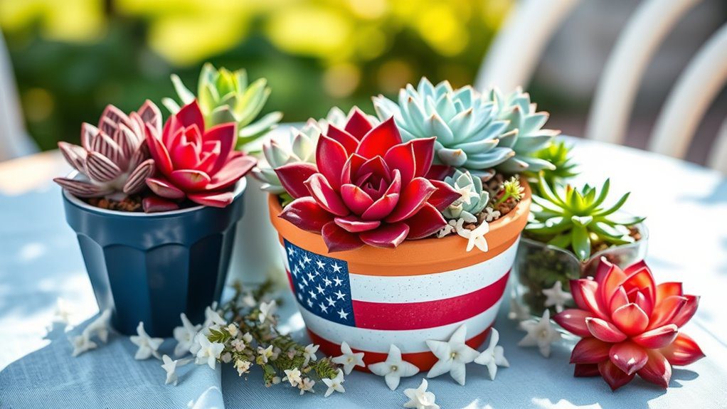 patriotic succulent home decor