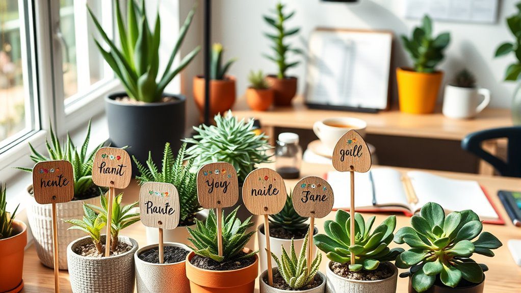 personalized office plant labels