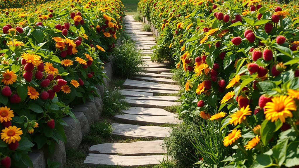 raspberry garden pathway design