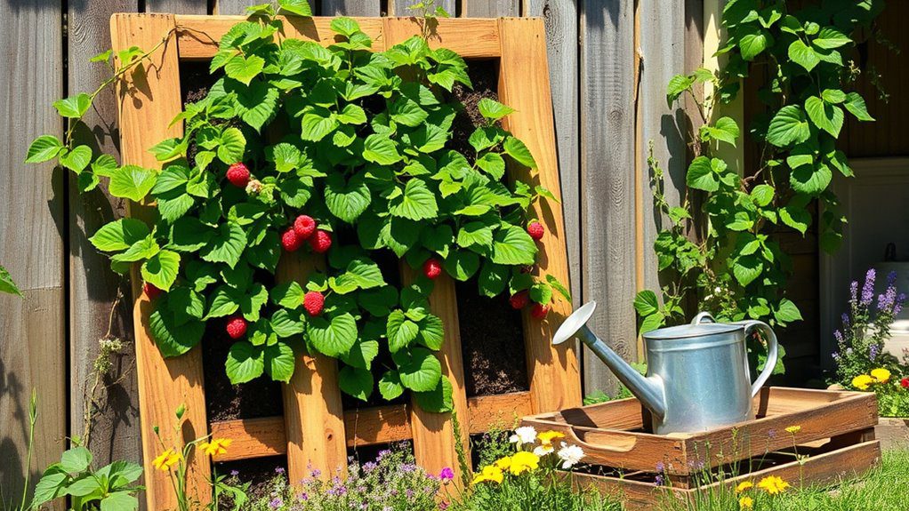 raspberry vertical pallet garden