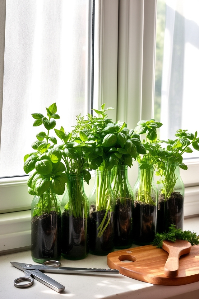 recycled bottle herb garden