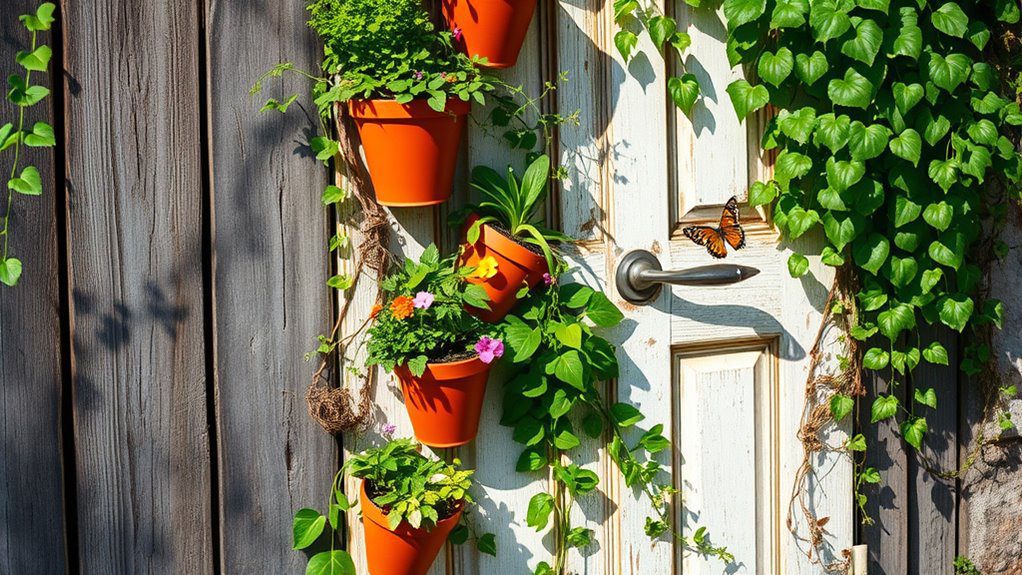 repurposed door vertical garden