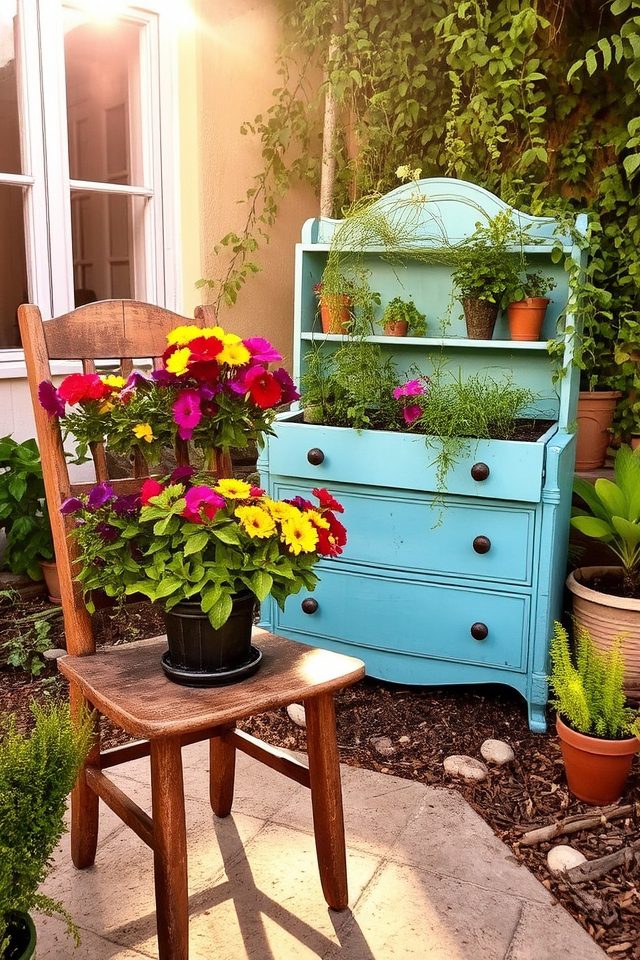 repurposed furniture for gardening