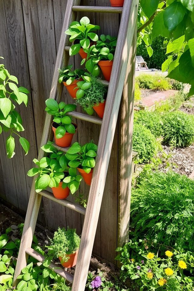 repurposed ladder herb garden