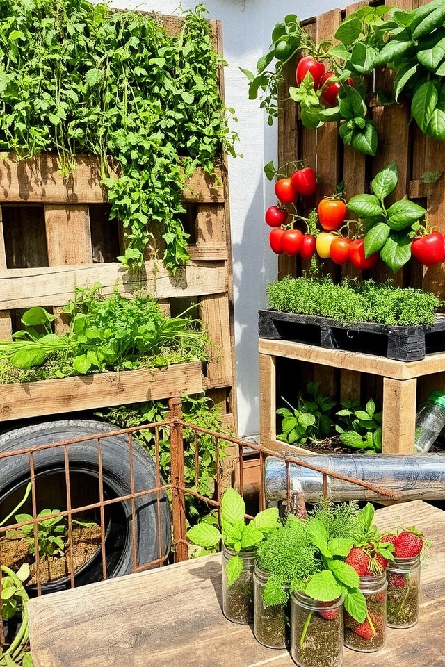 repurposed material garden systems