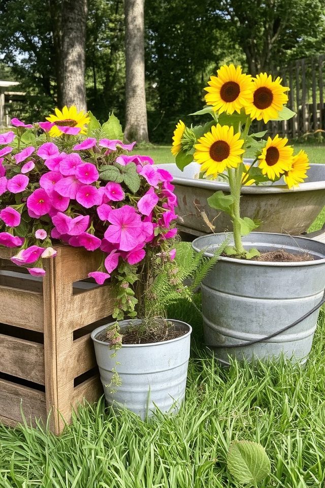 repurposed pots enhance gardens