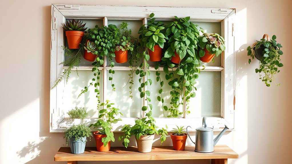 repurposed window frame planter