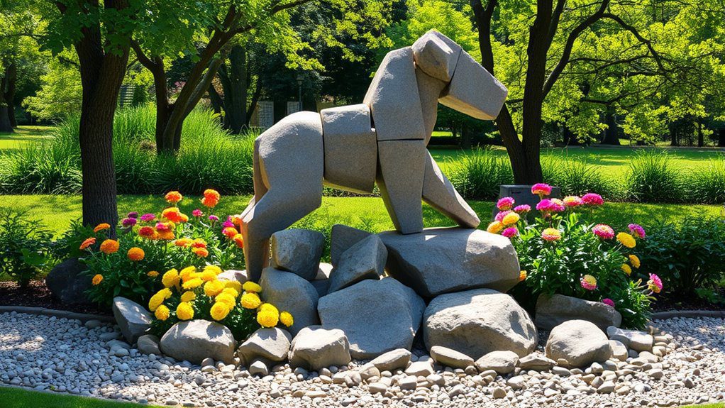 rock based sculpture garden art