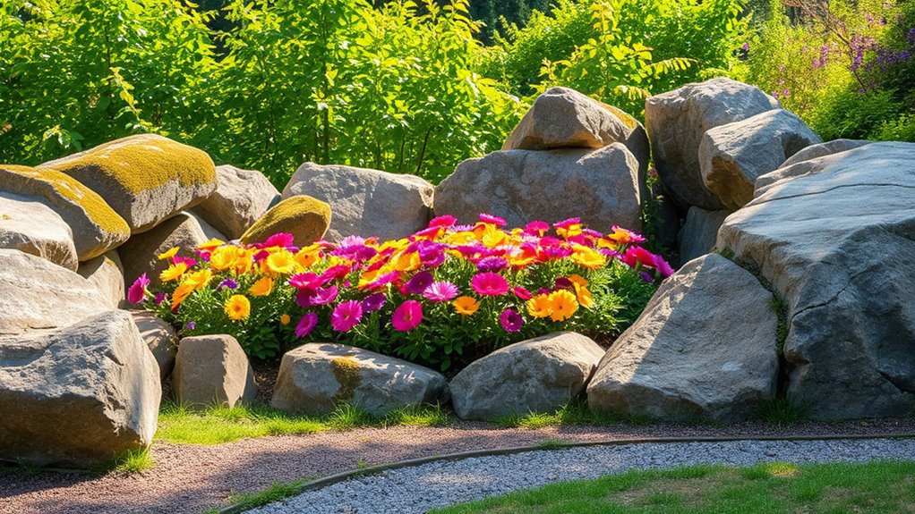 rock framing for flower beds