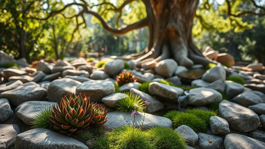 rock garden tree design