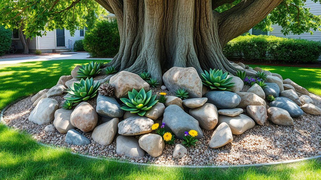 rock garden with drought resistant plants