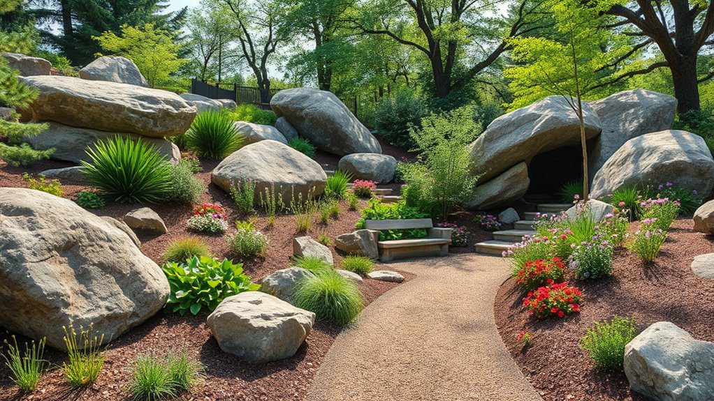 rocks enhance sloped gardens