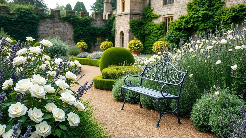 romantic garden with blooms