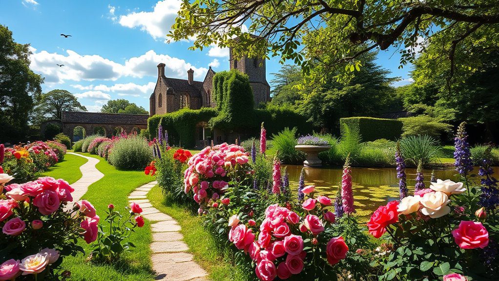 roses ruins tranquility exploration