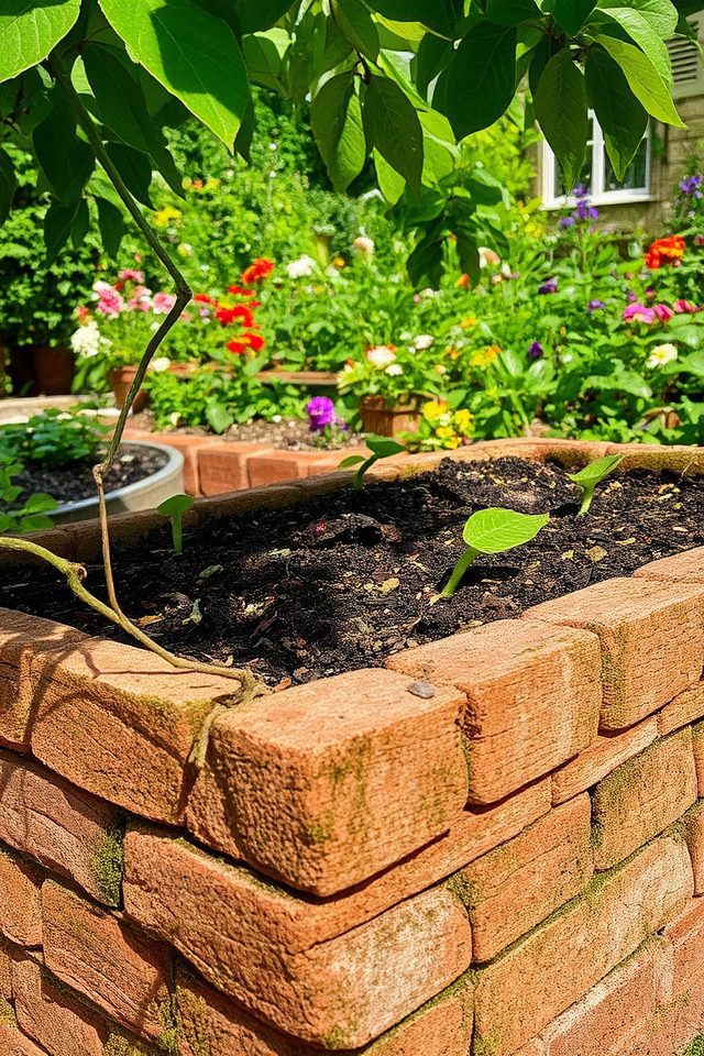 rustic brick garden bed