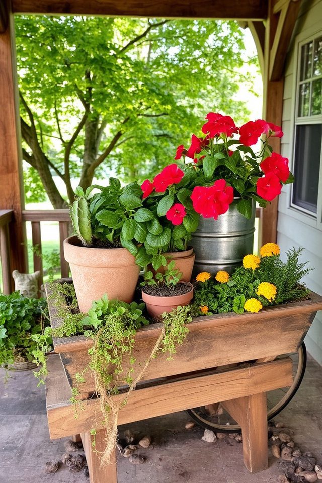rustic charming container gardens