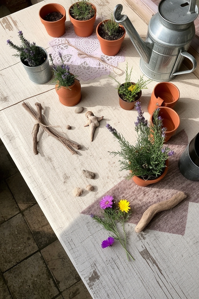 rustic cottage potted garden