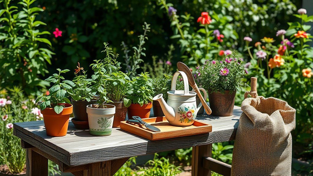 rustic farmhouse potting bench