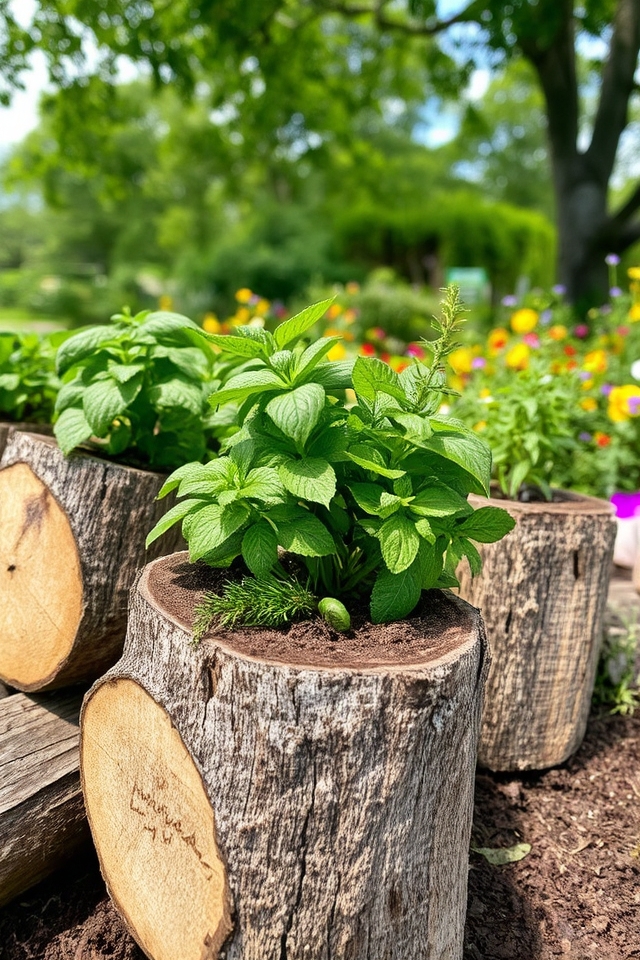 rustic herb growing containers