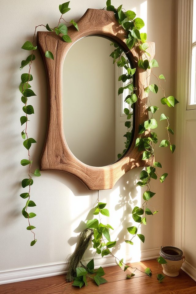 rustic mirror with vines