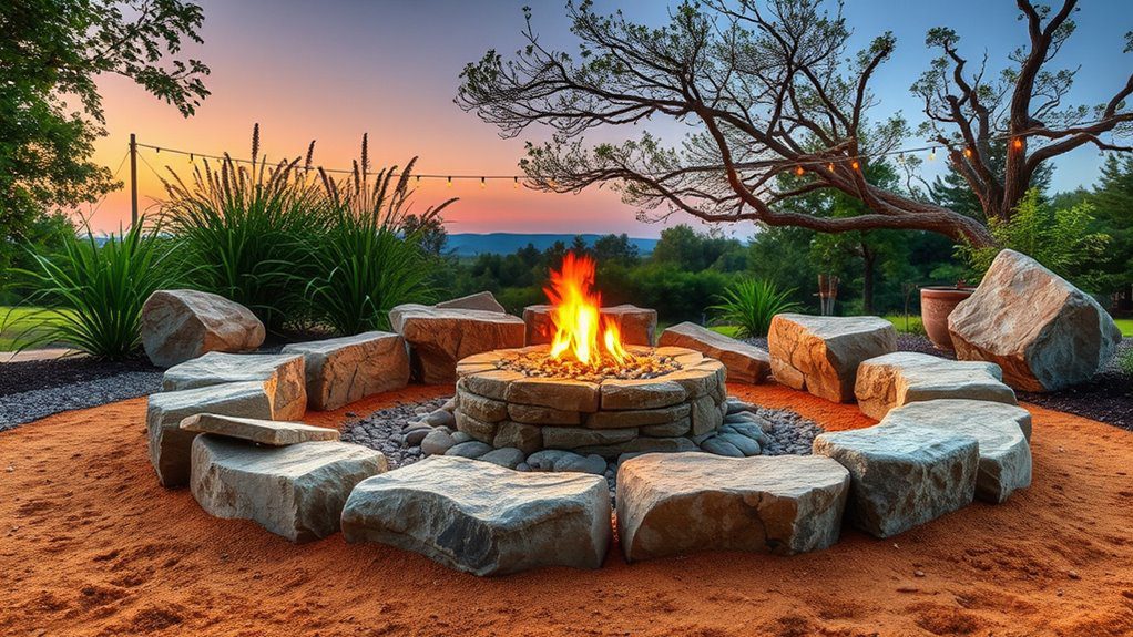 rustic stone fire pit
