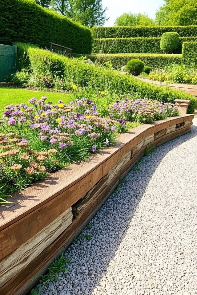 rustic timber garden edging