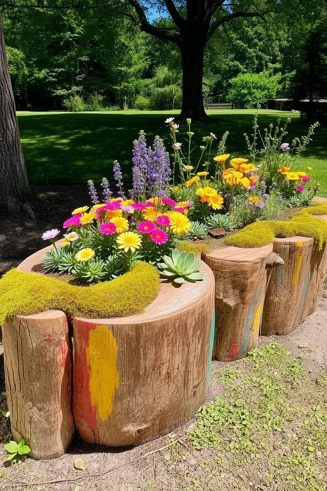 rustic tree stump borders