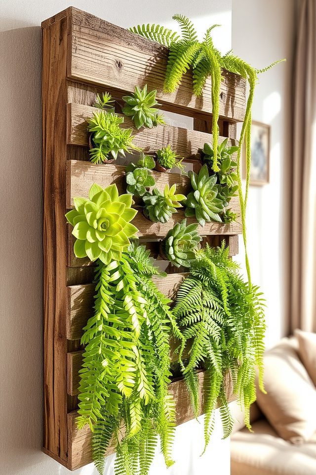 rustic vertical garden display