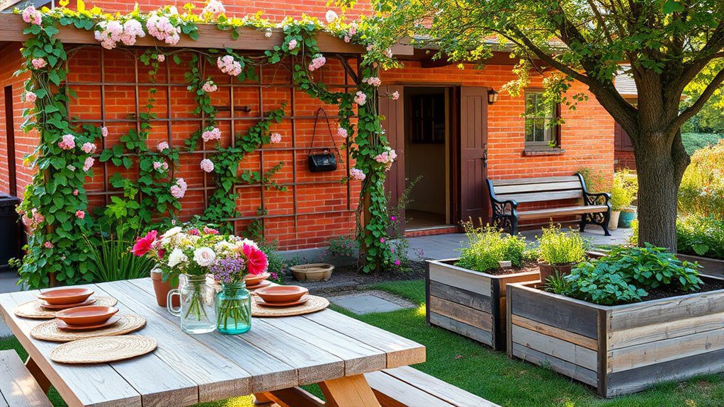 rustic wood garden elements