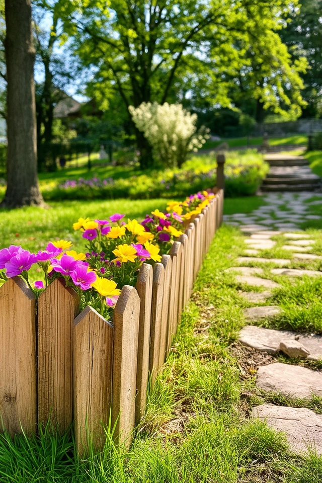 rustic wooden garden borders