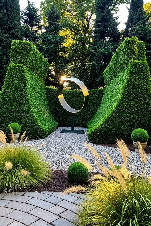 sculptural plantings art evergreen