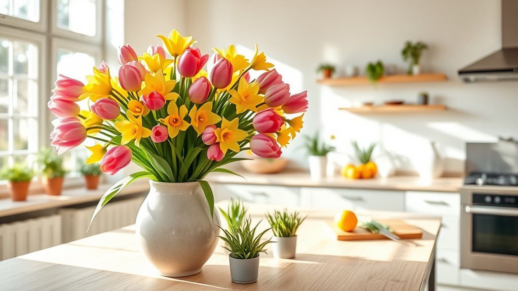 seasonal flower kitchen arrangement