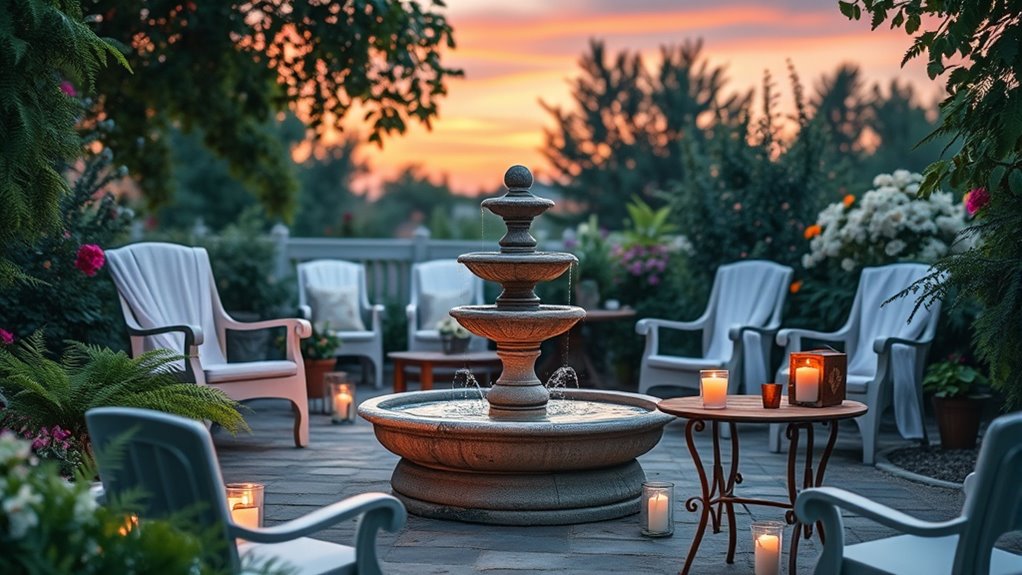 serene ambiance with fountains