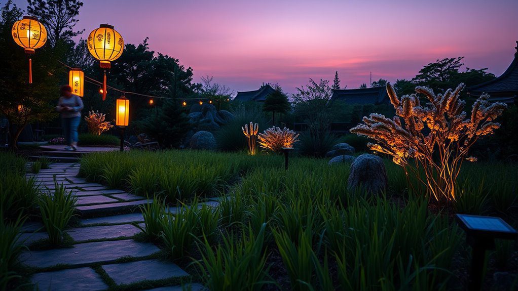 serene evening garden lighting