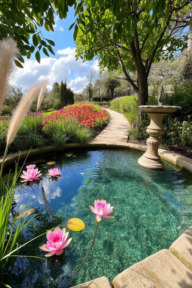 serene garden water features
