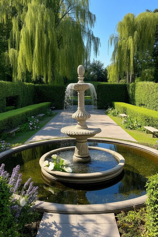 serene garden water features