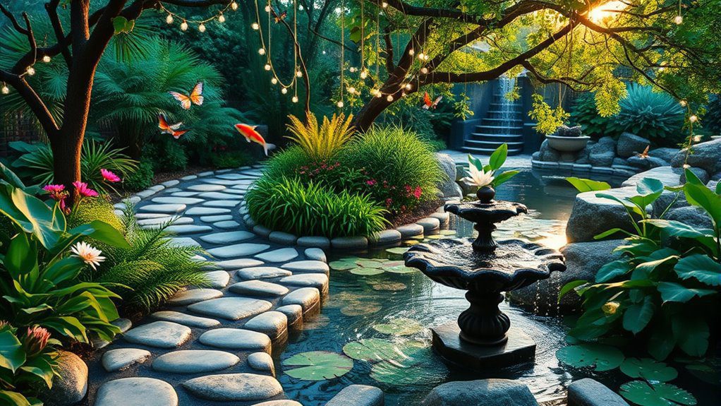 serene garden water features