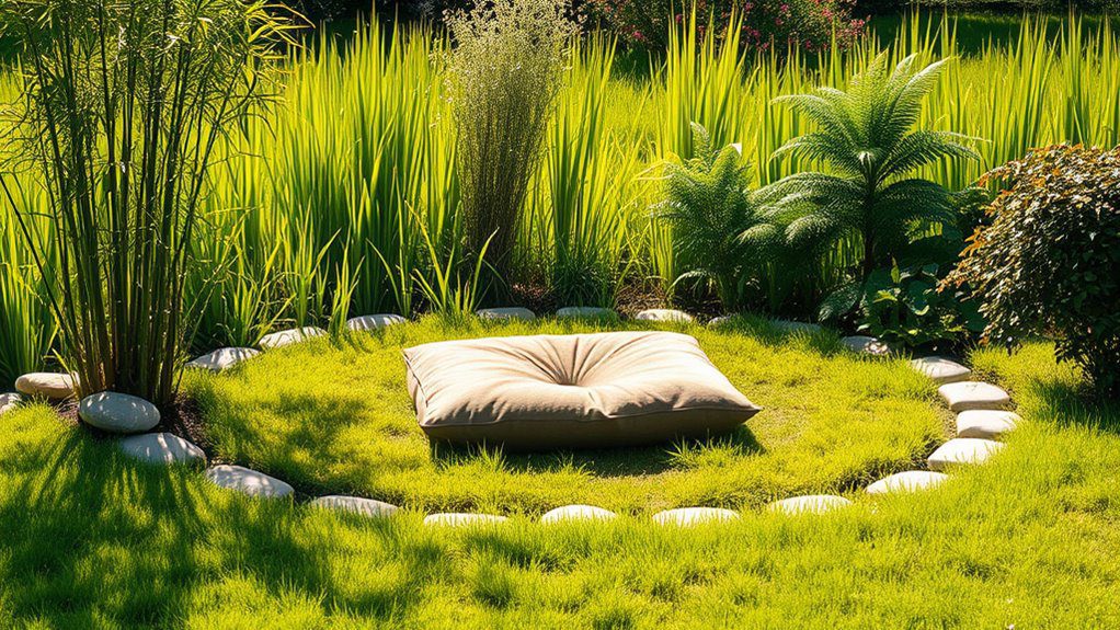 serene grass meditation space