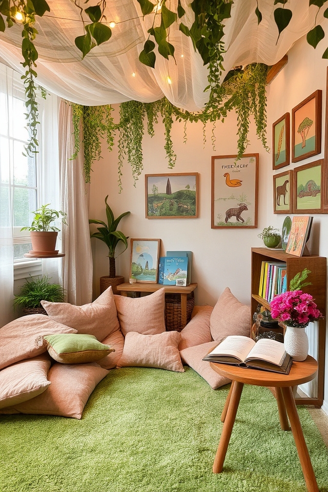 serene nature inspired reading nook