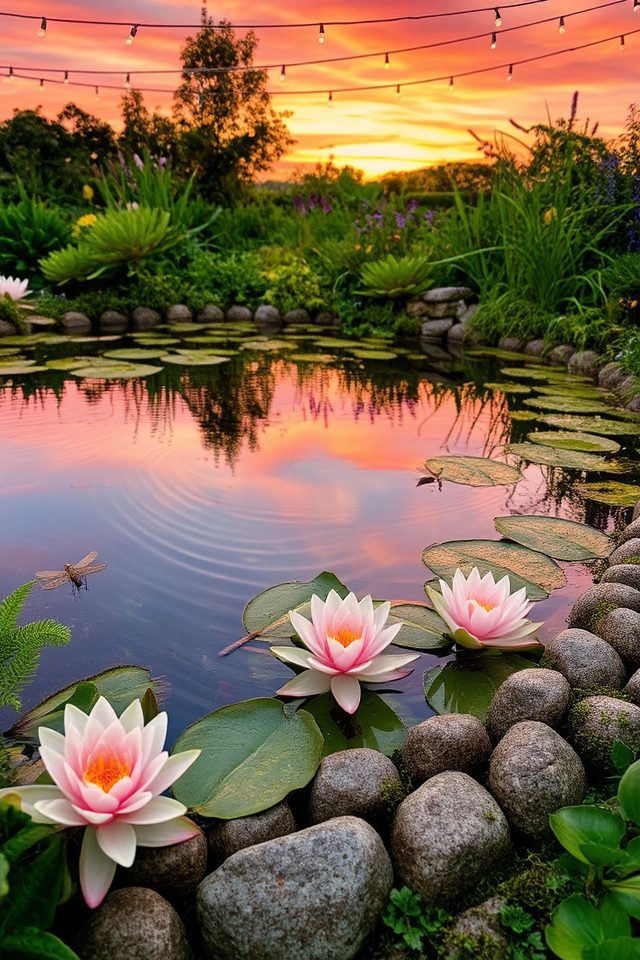 serene pond with lilies
