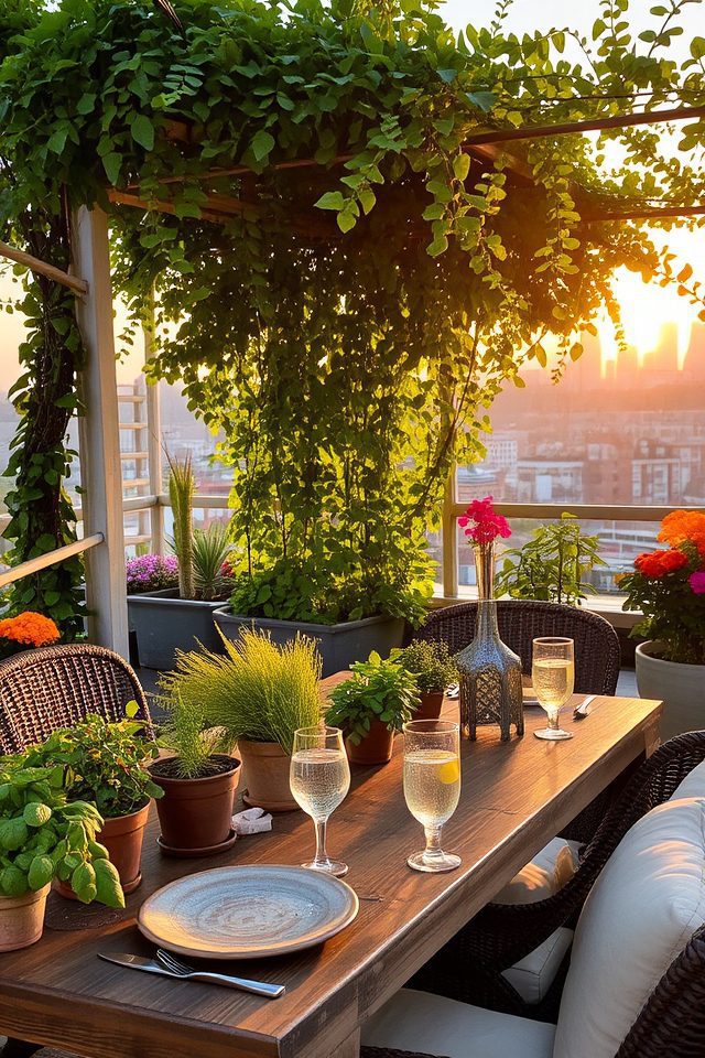 serene rooftop dining oasis