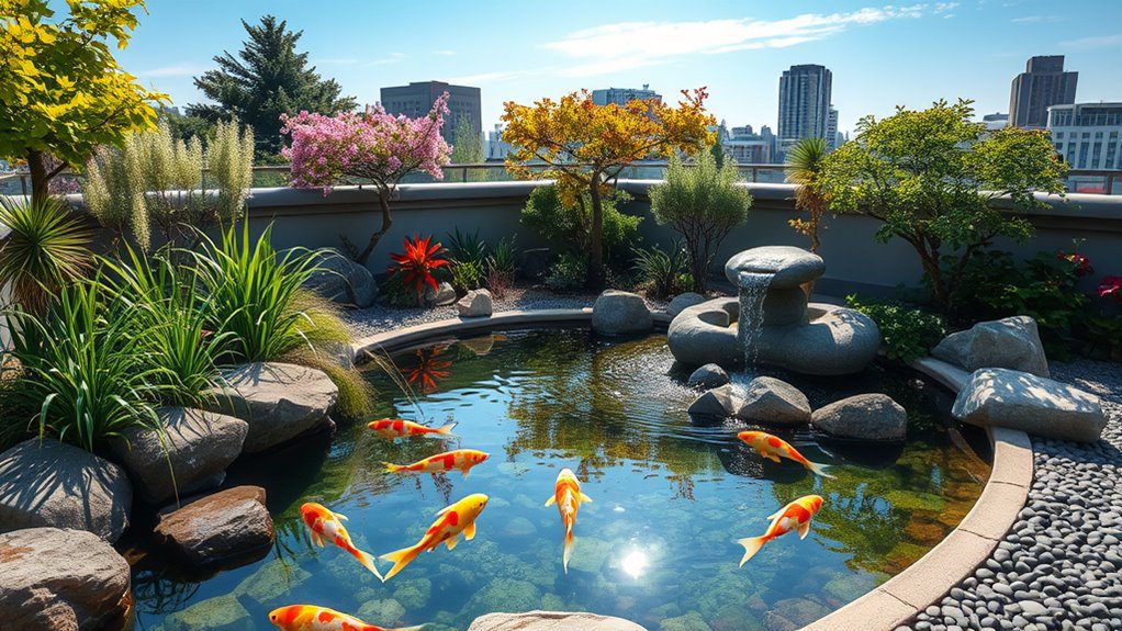 serene rooftop water features