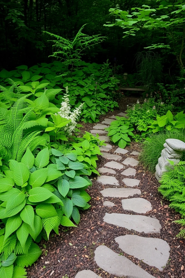 serene shade loving woodland garden