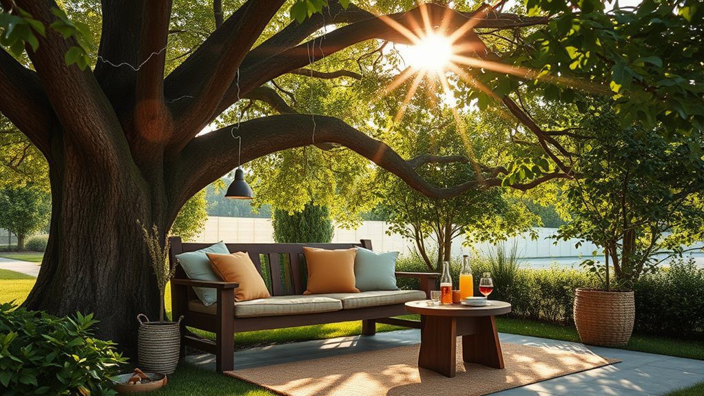serene shaded seating area
