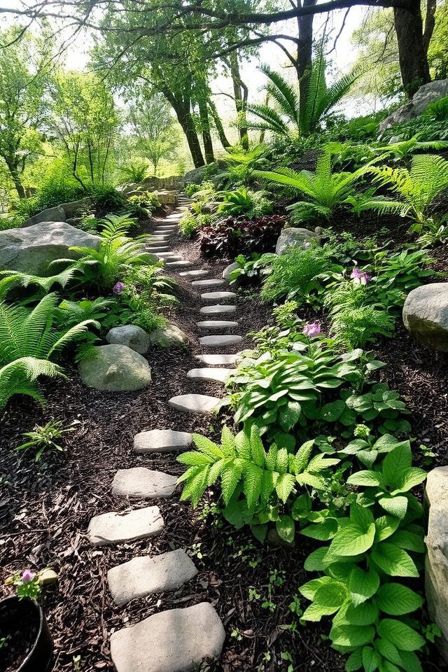 shade garden slope design