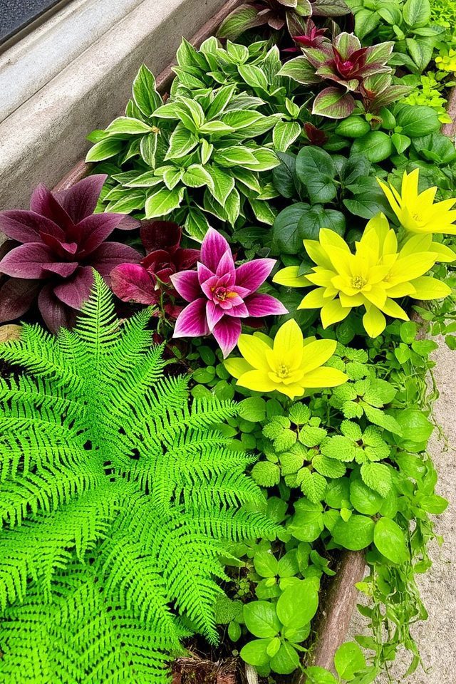 shade loving vibrant foliage planter