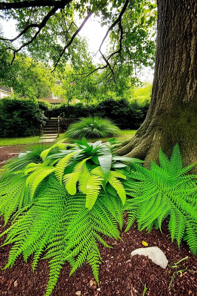 shaded fern garden layer