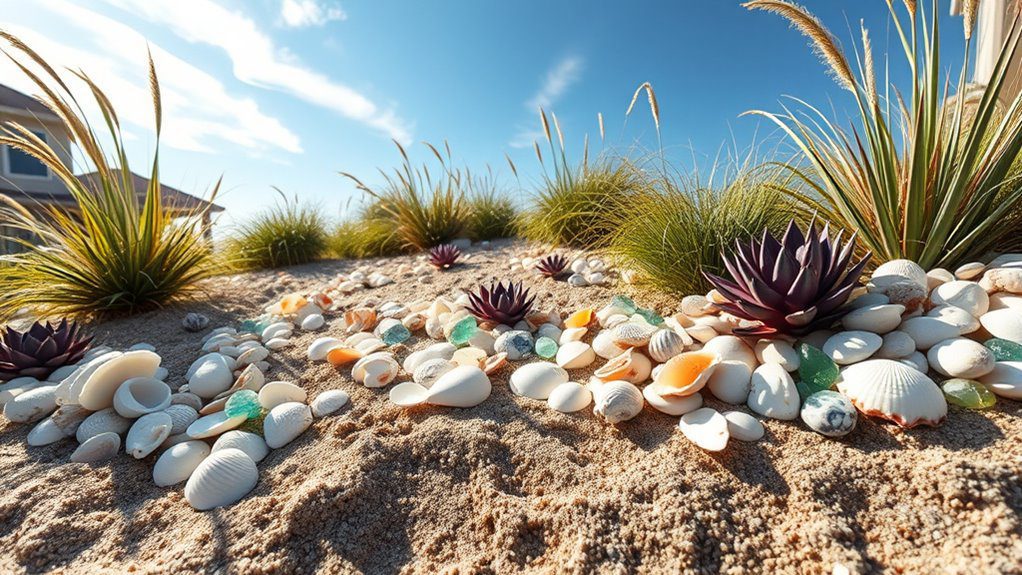 shell themed garden borders