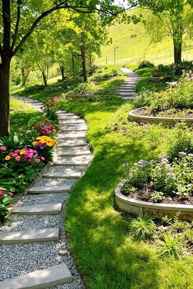 sloped garden pathway design