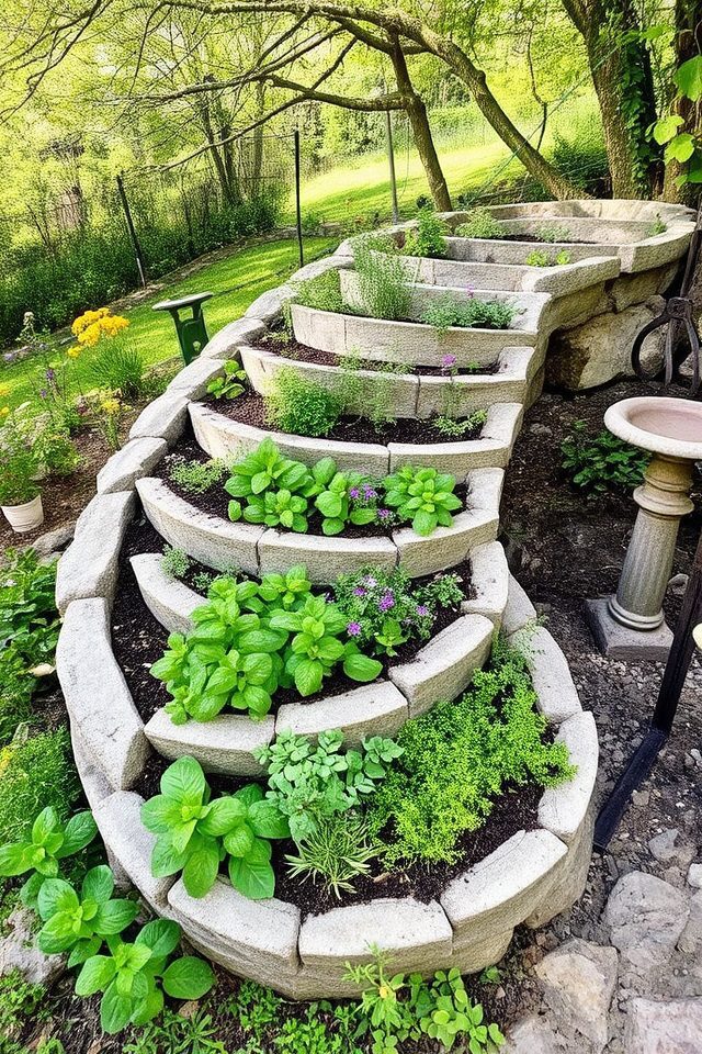 sloped herb spiral garden